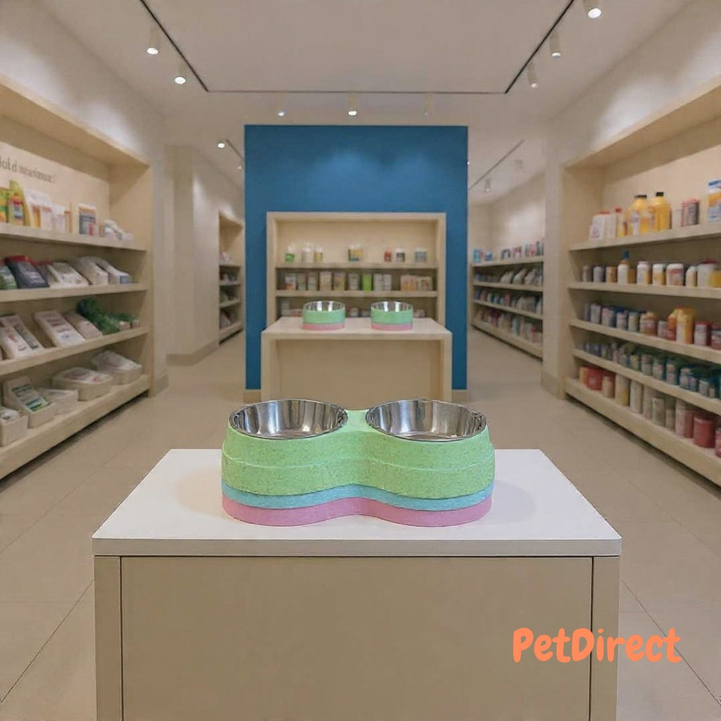 Stainless Steel Double Bowls for Feeding Puppies, Cats, and Small Dogs | Food and Water Feeder