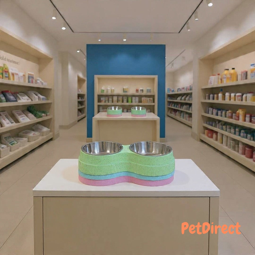 Ciotole Doppie in Acciaio Inox per l'Alimentazione di Cuccioli, Gatti e Cani Piccoli | Mangiatoia Acqua e Cibo